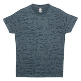 FRANKLIN MARSHALL Camo Mens T-Shirt Blue Crew Neck S