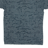 FRANKLIN MARSHALL Camo Mens T-Shirt Blue Crew Neck S