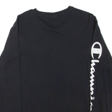 CHAMPION Mens T-Shirt Black Long Sleeve M