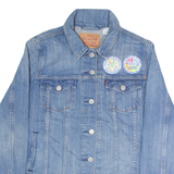 LEVI'S Badges Ironed On Womens Denim Jacket Blue L