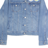 LEVI'S Badges Ironed On Womens Denim Jacket Blue L