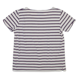 BARBOUR Striped Womens T-Shirt White UK 10