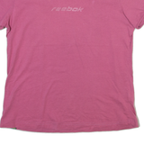 REEBOK Womens T-Shirt Pink V-Neck UK 14