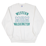 SUPER SWEATS Western Mom Washington Mens Sweatshirt White USA L