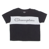 CHAMPION Womens T-Shirt Black Crew Neck S
