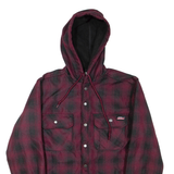 DICKIES Mens Jacket Maroon Hooded Check S