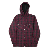DICKIES Mens Jacket Maroon Hooded Check S