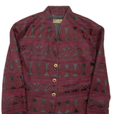 COTE SUD Womens Blazer Coat Red Crazy Pattern M