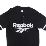 REEBOK Baseball Mens Jersey Black USA Button Neck S