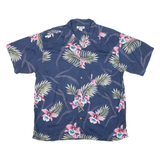 CHEROKEE Mens Hawaiian Shirt Blue Floral XL