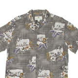 ISLAND SHORE Mens Hawaiian Shirt Green Floral M