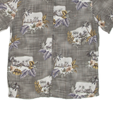 ISLAND SHORE Mens Hawaiian Shirt Green Floral M