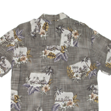 ISLAND SHORE Mens Hawaiian Shirt Green Floral M