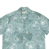 ISLAND SHORE Mens Hawaiian Shirt Green Floral XL