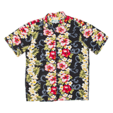 TWO PALMS Mens Hawaiian Shirt Black Floral S