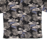 PALM ISLAND Mens Hawaiian Shirt Black Floral M