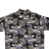 PALM ISLAND Mens Hawaiian Shirt Black Floral M