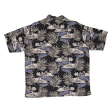 PALM ISLAND Mens Hawaiian Shirt Black Floral M