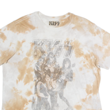 KISS Tie Dye Mens T-Shirt Brown Button Neck L