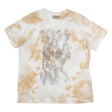 KISS Tie Dye Mens T-Shirt Brown Button Neck L
