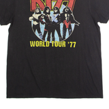 KISS World Tour '77 Mens Band T-Shirt Black Crew Neck L