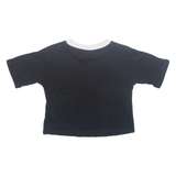 ADIDAS Cropped Womens T-Shirt Black Crew Neck UK 10