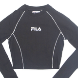 FILA Cropped Womens T-Shirt Black Long Sleeve XXS