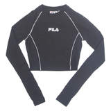 FILA Cropped Womens T-Shirt Black Long Sleeve XXS