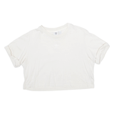 ADIDAS Cropped Womens T-Shirt Cream UK 16