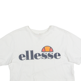 ELLESSE Cropped Oversized Womens T-Shirt White UK 8
