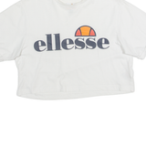 ELLESSE Cropped Oversized Womens T-Shirt White UK 8