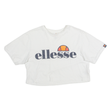 ELLESSE Cropped Oversized Womens T-Shirt White UK 8