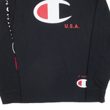 CHAMPION Mens T-Shirt Black Long Sleeve M