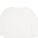 CURINTI Womens T-Shirt White Long Sleeve Button Neck M