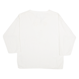 CURINTI Womens T-Shirt White Long Sleeve Button Neck M