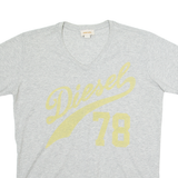 DIESEL Womens T-Shirt Grey V-Neck L
