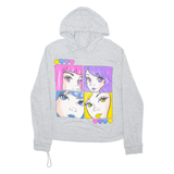 ONE FIRE Hooded Anime Style Womens T-Shirt Grey Long Sleeve M