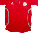 ADIDAS Swiss League Referee Mens Football Shirt Jersey Red 1/4 Zip M