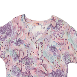 Womens Shirt Blouse Pink V-Neck Viscose Floral M