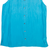 Sleeveless Womens Shirt Vest Blue V-Neck Strapless Faux Silk M