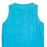Sleeveless Womens Shirt Vest Blue V-Neck Strapless Faux Silk M