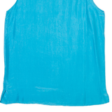 Sleeveless Womens Shirt Vest Blue V-Neck Strapless Faux Silk M