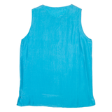 Sleeveless Womens Shirt Vest Blue V-Neck Strapless Faux Silk M