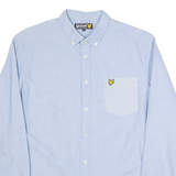LYLE & SCOTT Mens Plain Shirt Blue Long Sleeve L