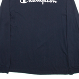 CHAMPION Mens T-Shirt Blue Long Sleeve M