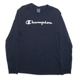 CHAMPION Mens T-Shirt Blue Long Sleeve M