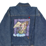 TRADE SECRET Painted Womens Denim Jacket Blue 80s M