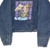 TRADE SECRET Painted Womens Denim Jacket Blue 80s M