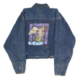 TRADE SECRET Painted Womens Denim Jacket Blue 80s M