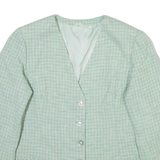 ELEGANCE Womens Blazer Jacket Green 90s Check L